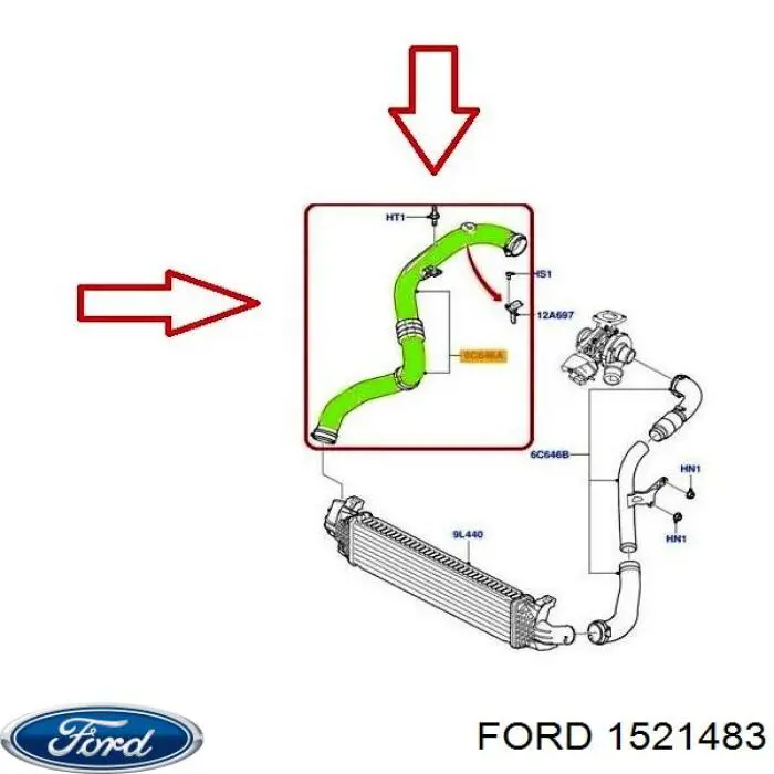 Tubo flexible de aire de sobrealimentación Ford 1430288