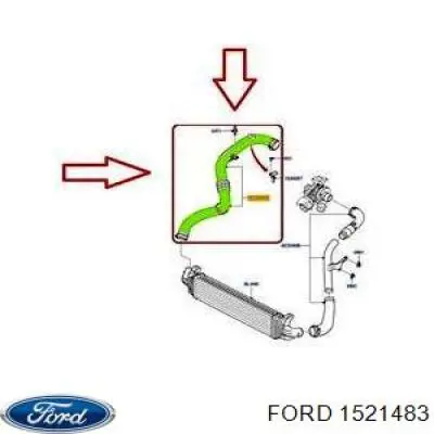 1521483 Ford tubo flexible de aire de sobrealimentación superior derecho