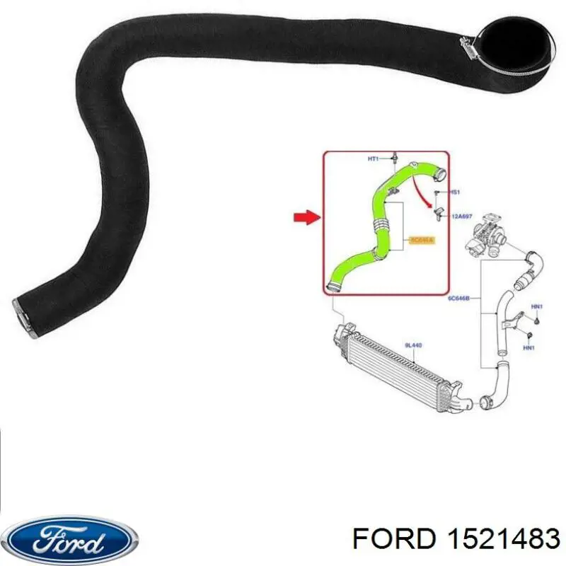 Tubo intercooler 1430288 Ford