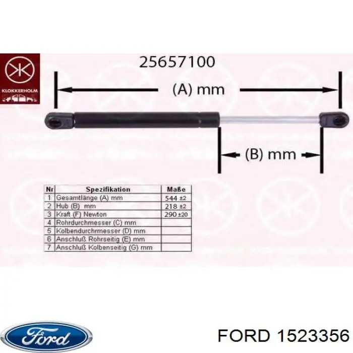 1523356 Ford amortiguador maletero