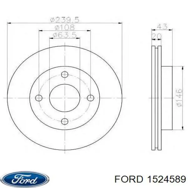 1524589 Ford disco de freno delantero