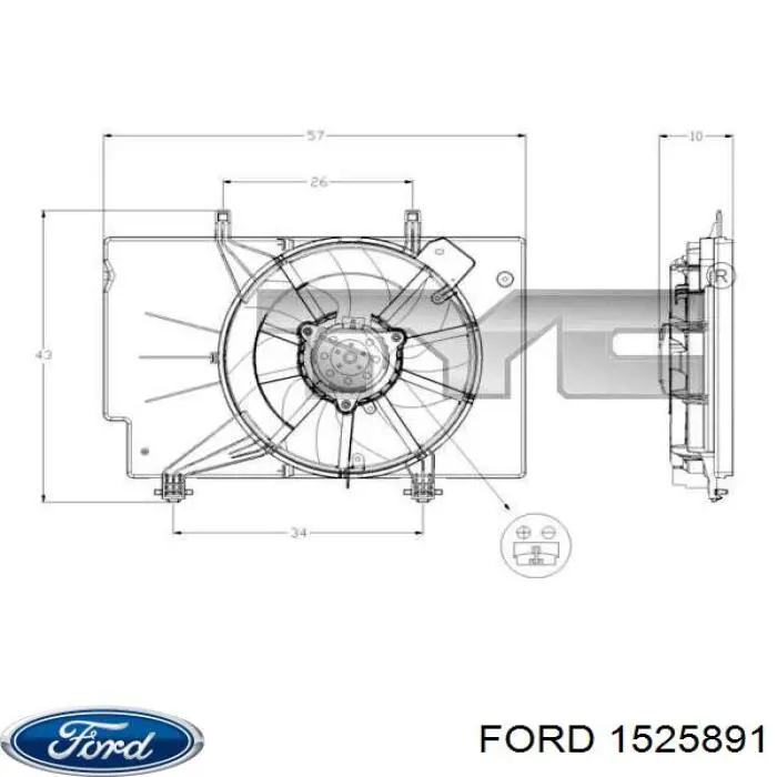 Ventilador de radiador 1525891 Ford