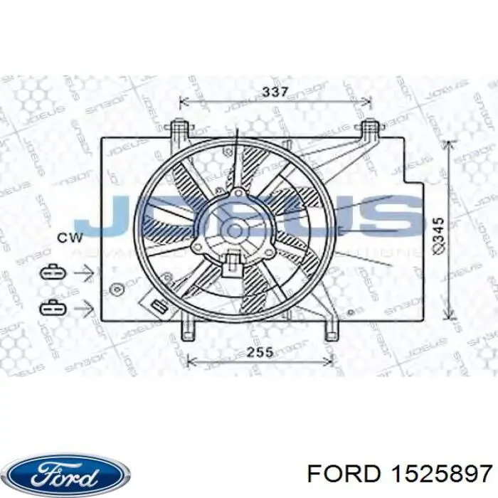 1525897 Ford difusor de radiador, ventilador de refrigeración, condensador del aire acondicionado, completo con motor y rodete