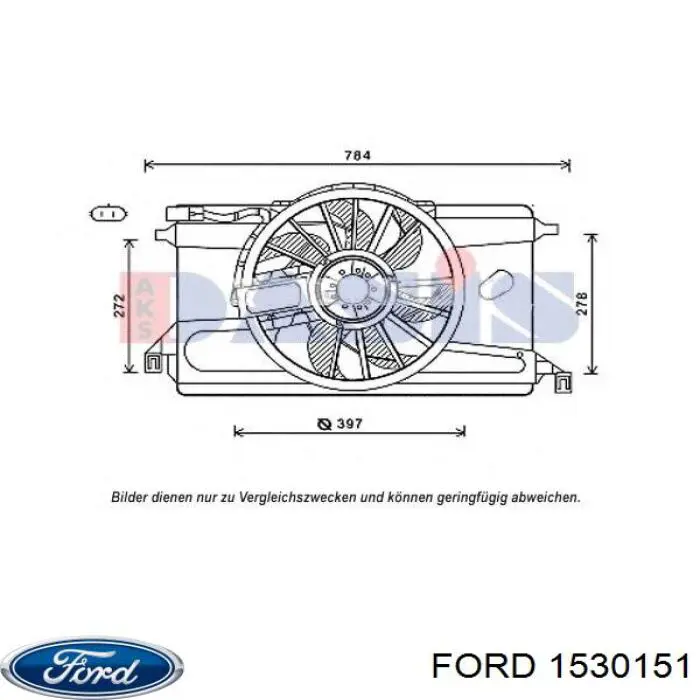 1530151 Ford difusor de radiador, ventilador de refrigeración, condensador del aire acondicionado, completo con motor y rodete