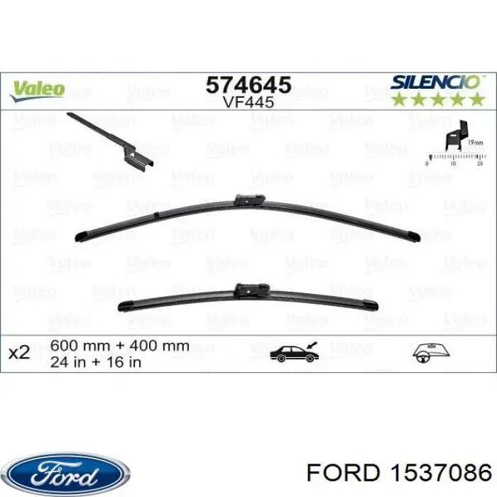 1537086 Ford juego de limpiaparabrisas de luna delantera, 2 piezas