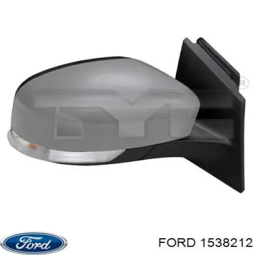 Cristal de espejo retrovisor exterior izquierdo 1538212 Ford