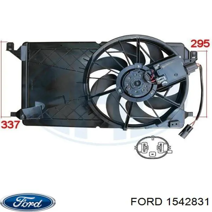 1542831 Ford difusor de radiador, ventilador de refrigeración, condensador del aire acondicionado, completo con motor y rodete