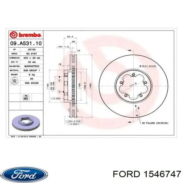 Comprar 1546747 Ford Freno de disco delantero