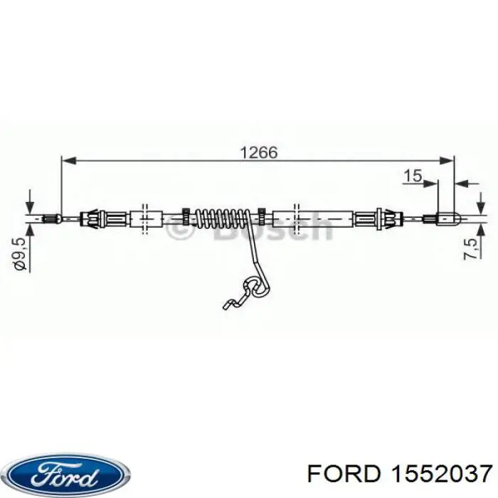 1552037 Ford cable de freno de mano trasero derecho