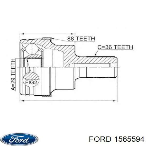 1565594 Ford Semieje trasero
