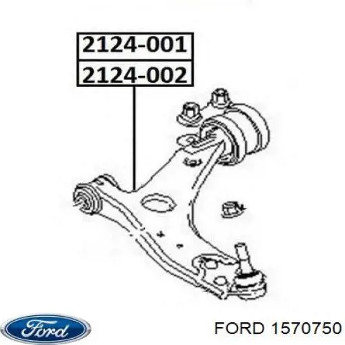 1570750 Ford barra oscilante, suspensión de ruedas delantera, inferior derecha