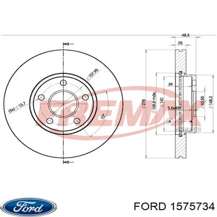 Freno de disco delantero Ford Focus 3 CB8