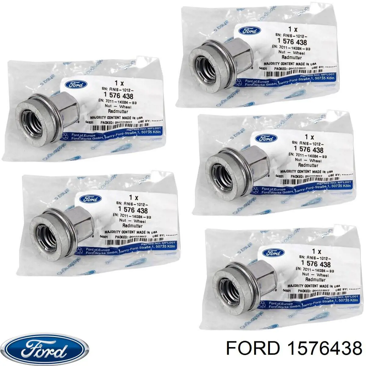 Tuerca seguridad de rueda Ford 1576438 precio, desde 4,76 EUR