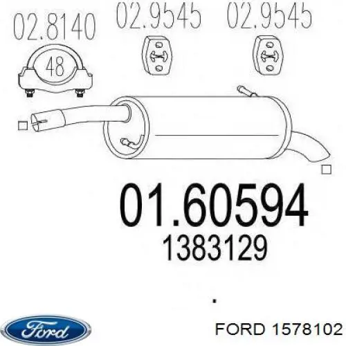 Silenciador trasero Ford 1578102 precio, desde 84,98 EUR