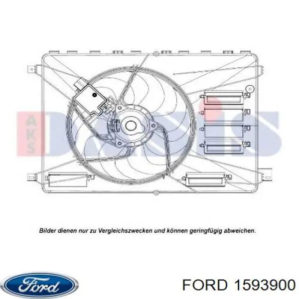 1593900 Ford difusor de radiador, ventilador de refrigeración, condensador del aire acondicionado, completo con motor y rodete
