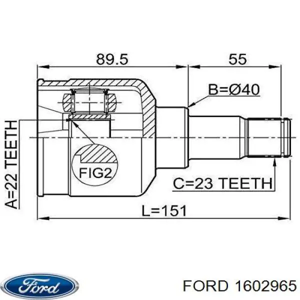 1602965 Ford árbol de transmisión delantero izquierdo