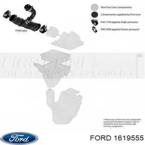 1725324 Ford tubo flexible de aspiración, salida del filtro de aire