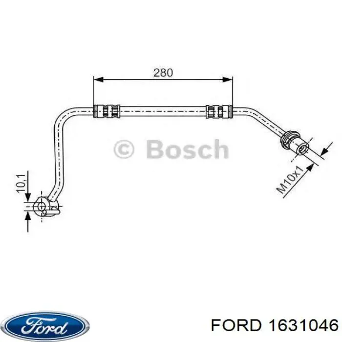 1631046 Ford tubo flexible de frenos delantero izquierdo