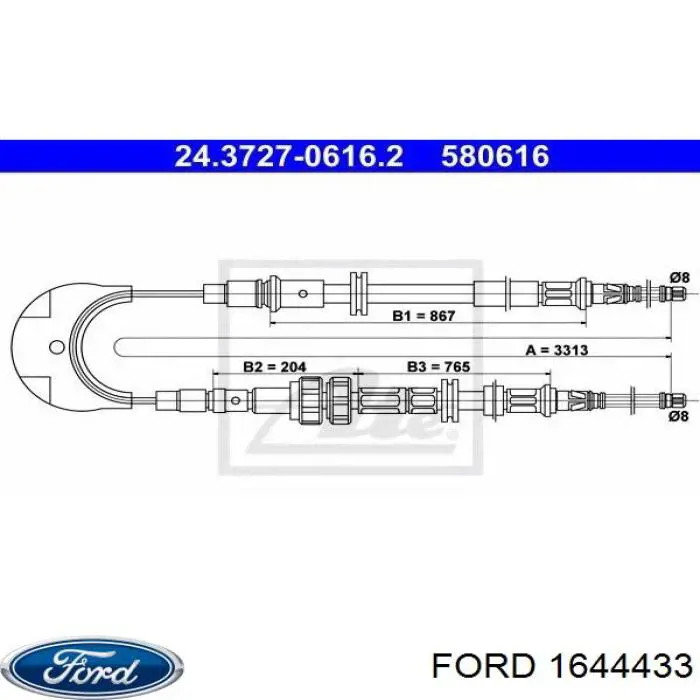 6139438 Ford cable de freno de mano trasero derecho/izquierdo