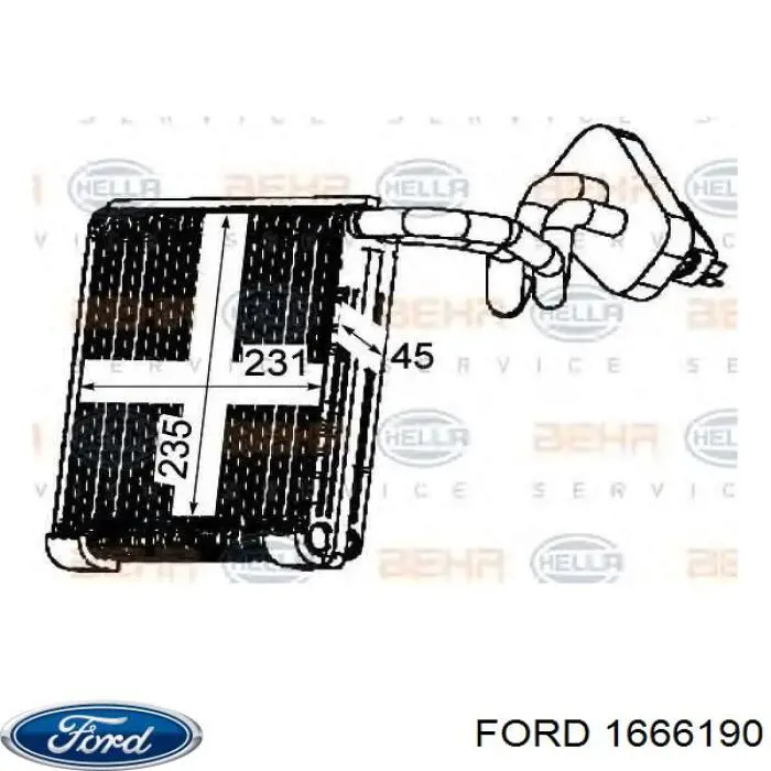1666190 Ford Evaporador, aire acondicionado