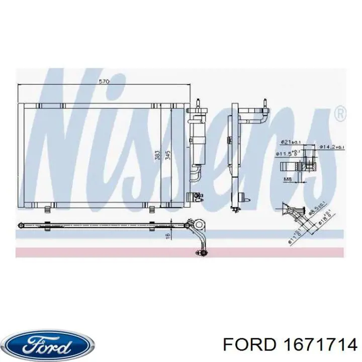 Condensador aire acondicionado 1671714 Ford