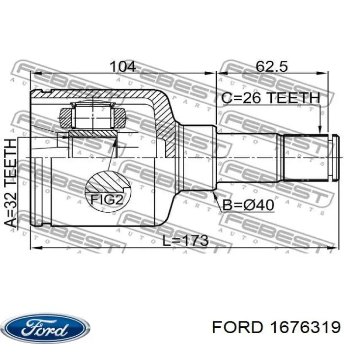 Junta homocinética interna delantera izquierda Ford 1676319 precio, desde 57,81 EUR