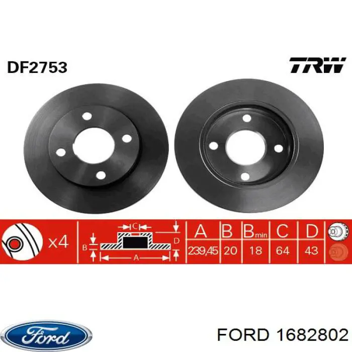 Freno de disco delantero Ford Escort 4 GAF, AWF, ABFT