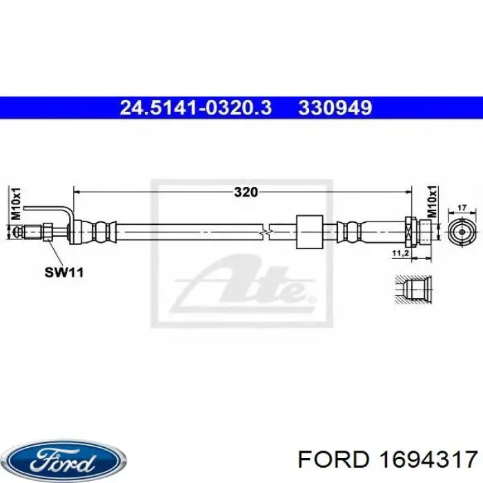 1694317 Ford latiguillo de freno delantero