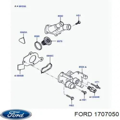 Carcasa del termostato Ford 1707050 precio, desde 10,95 EUR