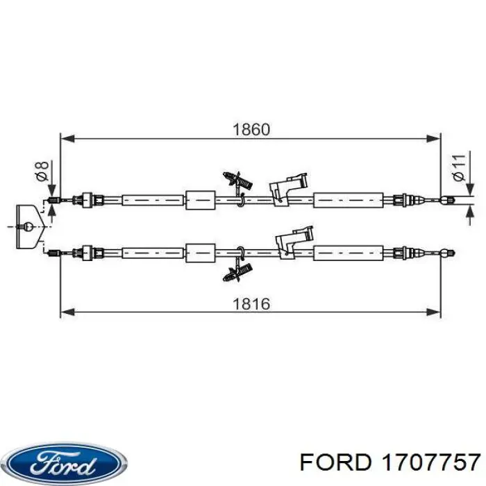 Cable de freno de mano trasero derecho/izquierdo Ford 1707757 precio, desde 35,70 EUR