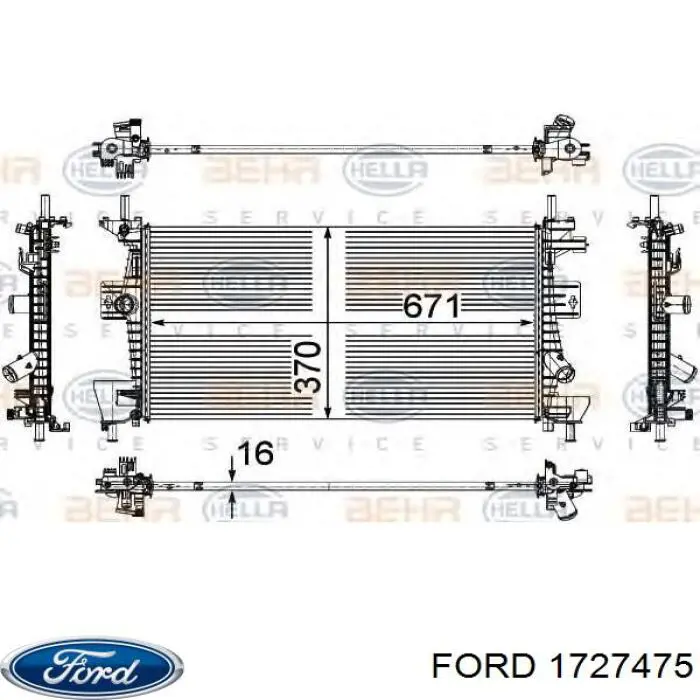 1727475 Ford radiador refrigeración del motor