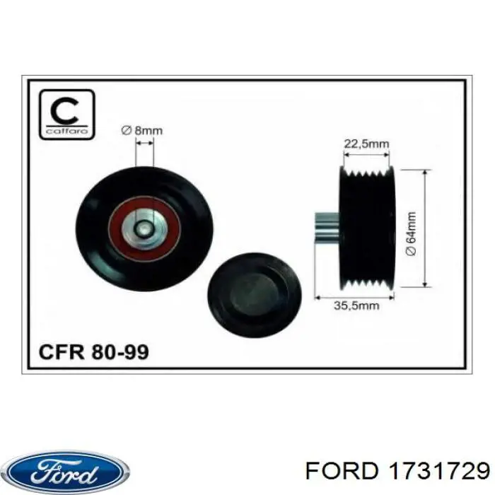 Polea inversión/guía, correa auxiliar servicios Ford 1731729 precio, desde 10,78 EUR