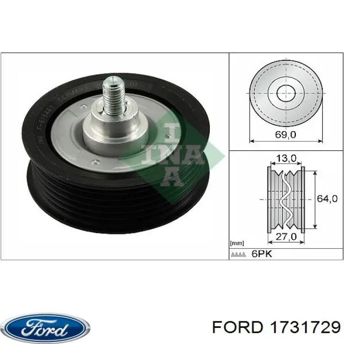 Comprar 1731729 Ford Polea inversión/guía, correa poli V