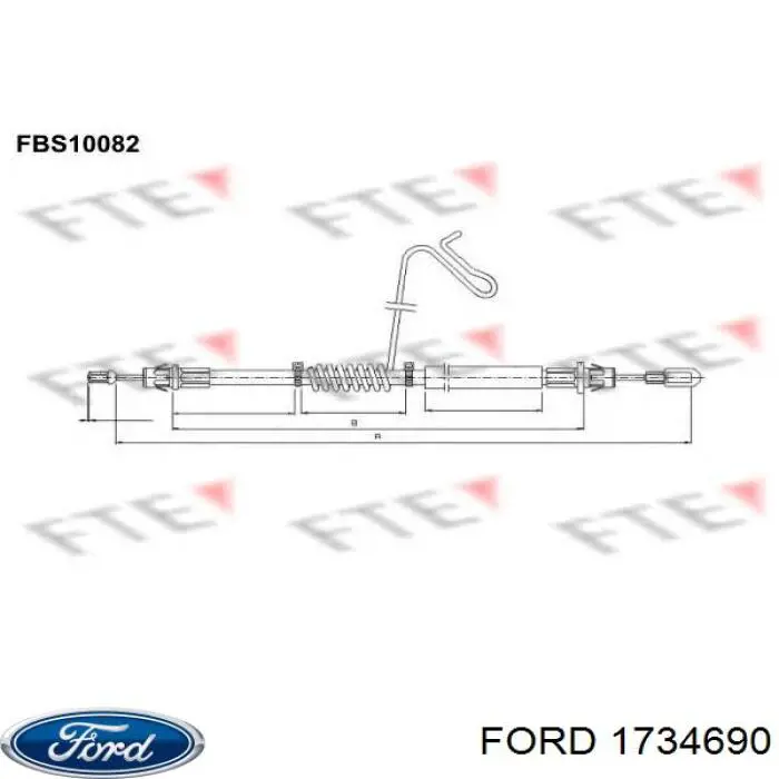 1734690 Ford cable de freno de mano trasero derecho