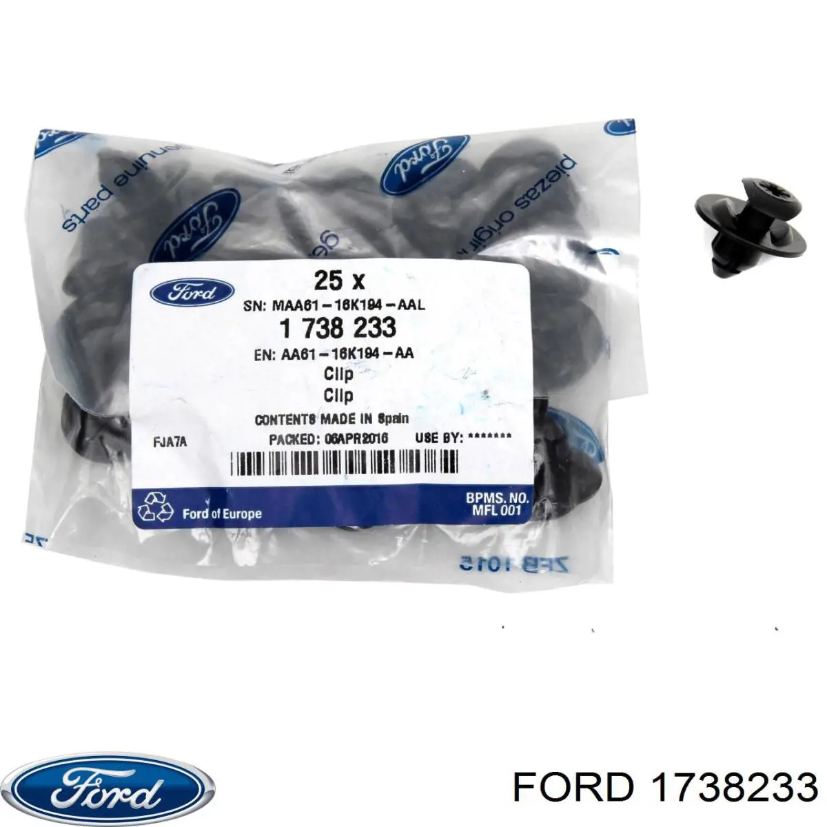 1738233 Ford clips de fijación de pasaruedas de aleta delantera