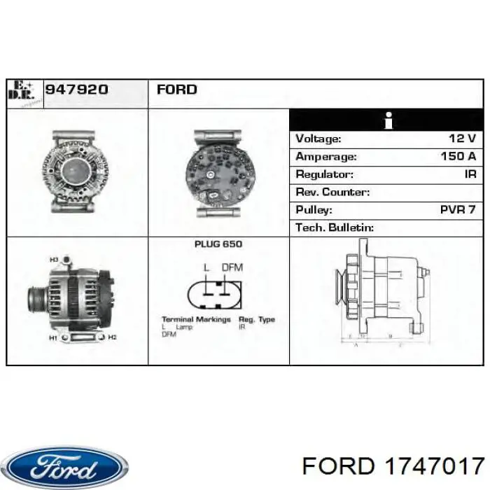 1747017 Ford alternador