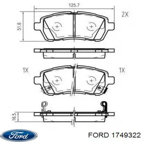 Pastillas de freno delanteras Ford 1749322
