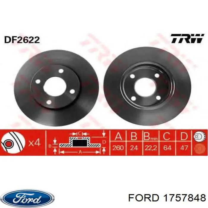 1757848 Ford freno de disco delantero