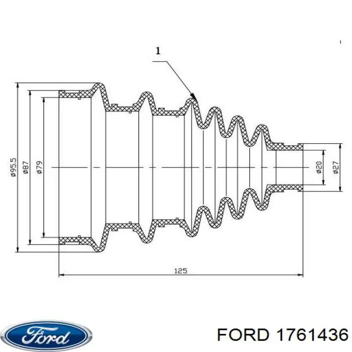 1761436 Ford juego de fuelles, árbol de transmisión delantero