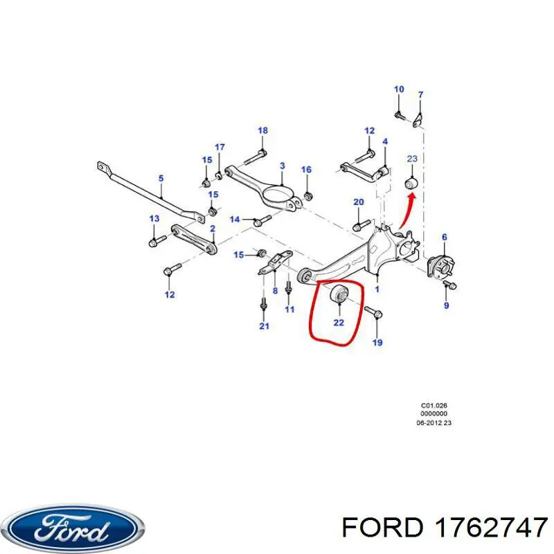 Buje trasero del brazo longitudinal trasero Ford 1762747 precio, desde 8,77 EUR