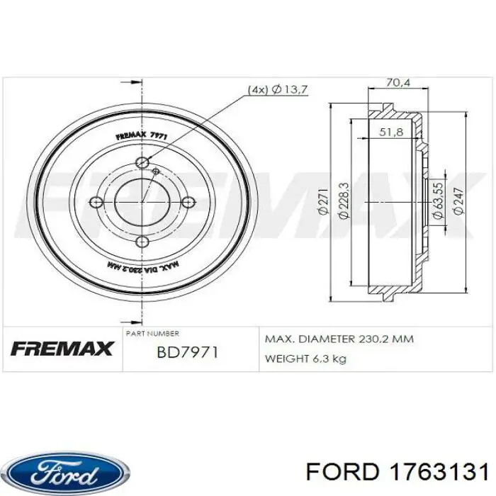 19-3716 Maxgear freno de tambor trasero