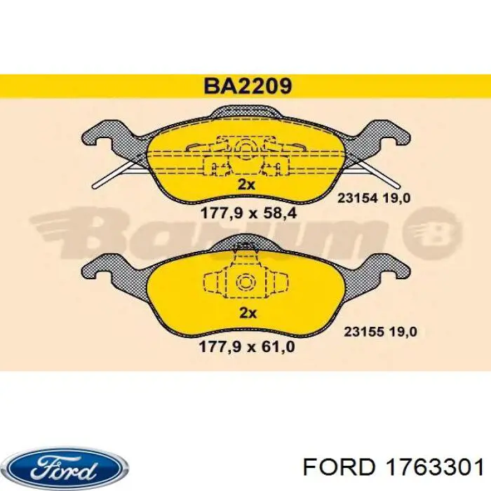 1763301 Ford pastillas de freno delanteras