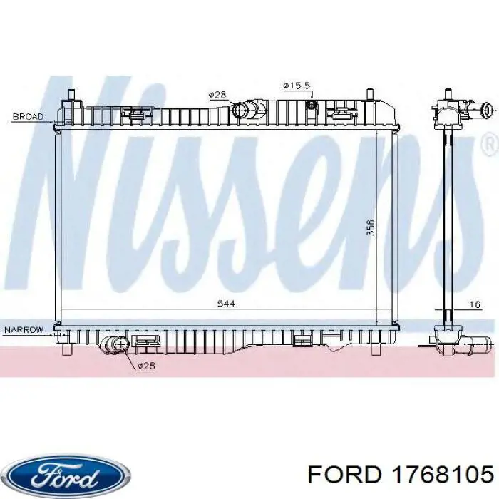 1768105 Ford radiador refrigeración del motor