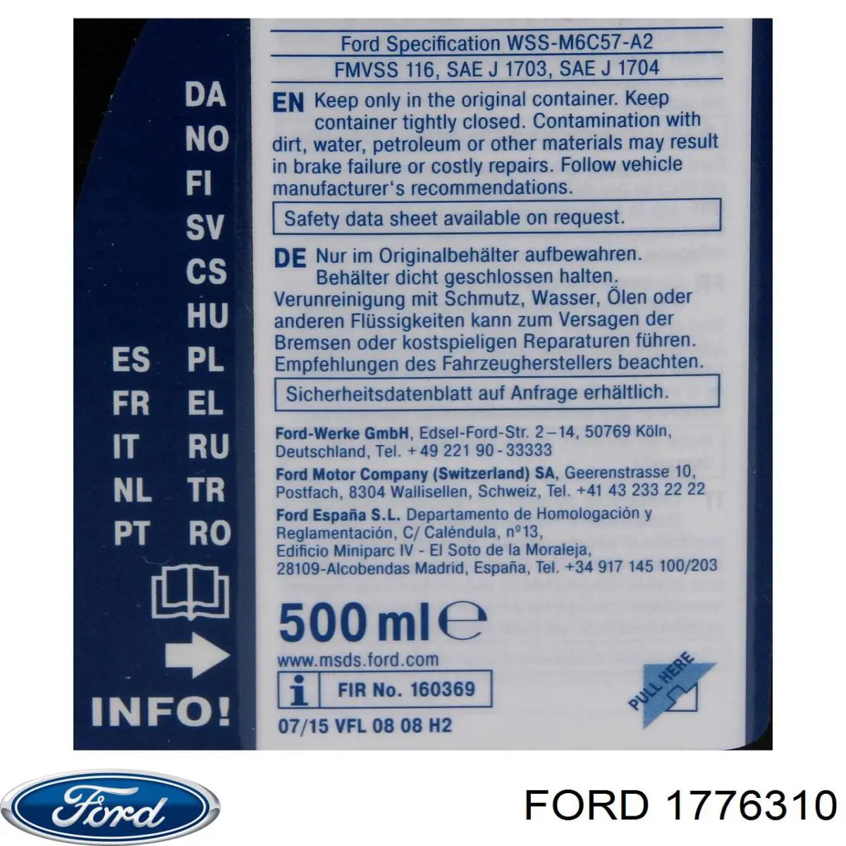 Comprar 1776310 Ford Liquido de frenos