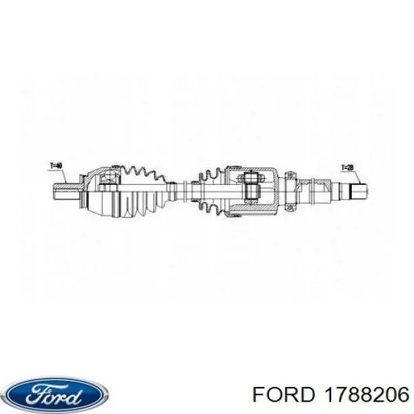 1788206 Ford árbol de transmisión delantero derecho
