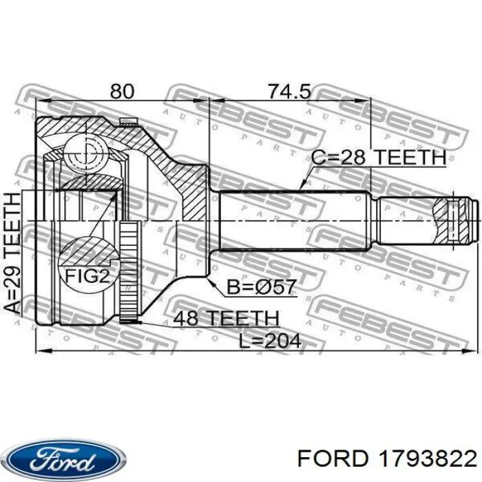 Semieje delantero izquierdo Ford 1793822 precio, desde 118,63 EUR