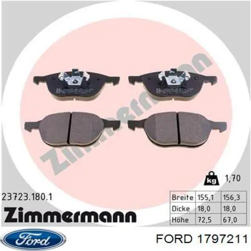 1797211 Ford Pastillas delanteras