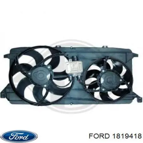 1819418 Ford difusor de radiador, ventilador de refrigeración, condensador del aire acondicionado, completo con motor y rodete