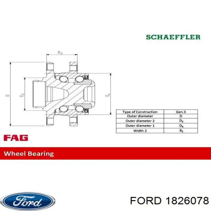 Cubo de rueda trasero DG9C2C299B2B Ford