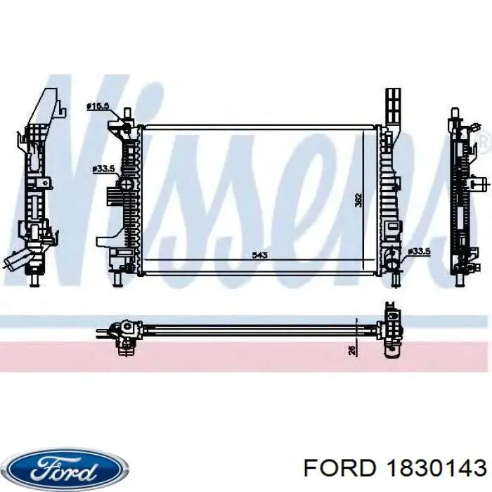 1830143 Ford radiador refrigeración del motor